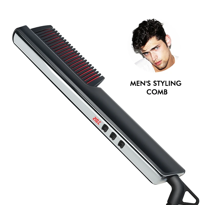 

Hair Straightener Brush, Ceramic Ionic Hair Straightening Comb Electrical Hot Comb Anti-Scald