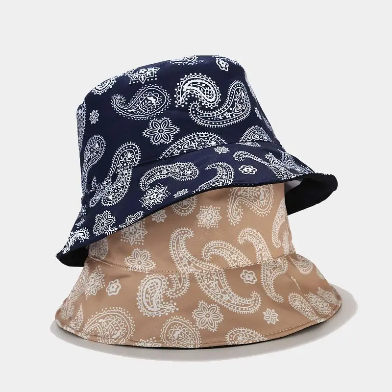 

New Cashew Reversible Flower Fisherman Hat Lovers Bucket Hat Hip-hop Women's Summer Sun Protection Hat Unisex Men's Panama Cap