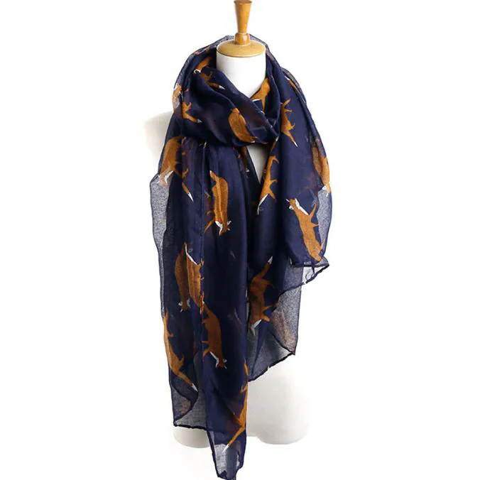 Шарф 2020 Новое поступление Женский длинный милый шарф с принтом лисы животными