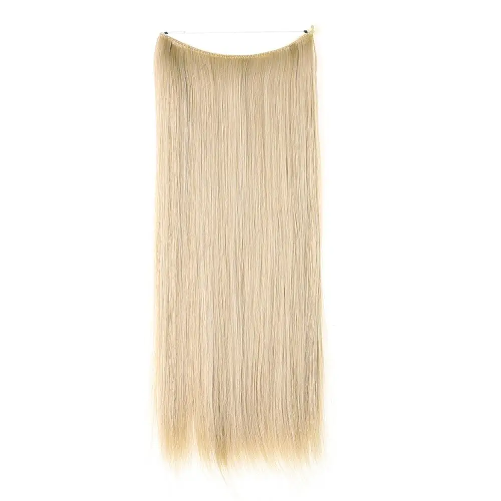 Light ash Blonde Пряди для наращивания, невидимые, Омбре, прямые, скрытая, секретная корона, флип, накладные синтетические волосы для женщин, M02 - Цвет: Light ash Blonde