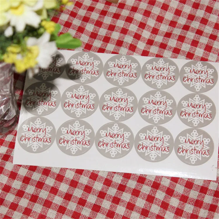 150pcs Merry Christmas Snowflake Seal Sticker Badge Kraft Paper Sticker tags Labels Seal Envelope Gift Box Wrapping Baking Decor