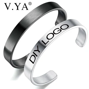 V.YA браслет из нержавеющей стали модный простой Гравированный браслет для мужчин и женщин индивидуальный браслет розовое золотосеребро цвет ювелирные изделия