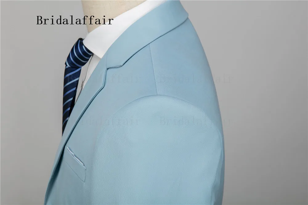 Bridalaffair Небесно-Голубой Gentlemen костюмы Тонкий дизайн одна кнопка Блейзер жилет