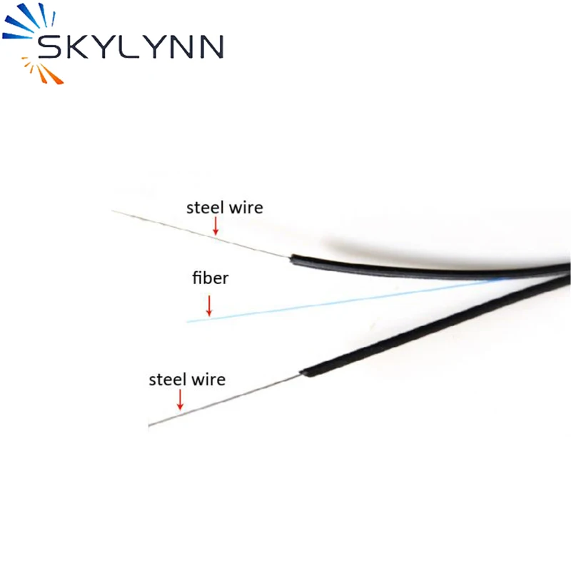 1Km/Drum Simgle Mode Single Core FTTH Indoor Drop Cable with 1.2mm Steel Wire Strenth Member LSZH Jacket(1-12 Core OEM Accept)