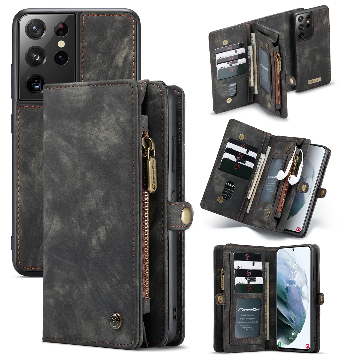 

Роскошный чехол-кошелек для карт для Samsung Galaxy S20 S21 + Plus Ultra Note 20, съемный чехол из искусственной кожи с магнитной застежкой