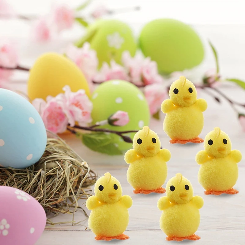 

FBIL-24Pcs Simulation Easter Yellow Chick Mini Toys Plush Chicken Gift Home Decor Plush Chicken Toys for Kids