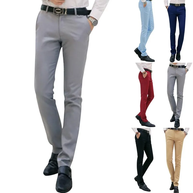 

New Casual Pants Men Cotton Classic Style Fashion Business Slim Fit Straight Cotton Solid Color Brand Trousers 2021 Autumn
