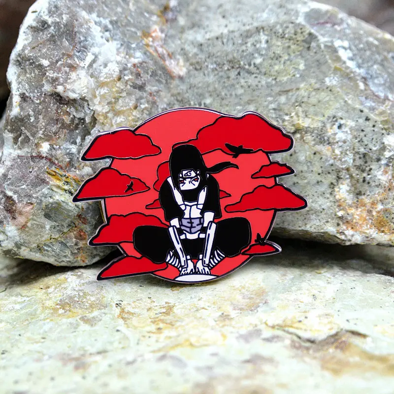 Narut0 Shippuden Enamel Pin Nimbus Cloud Black & Red Cloak Sharingan Akatsuki Badge Ninja Nostalgic Brooch Blood Anime Accessory |