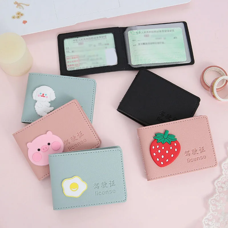 

Cute Cartoon Driver License Holder For Girls PU Leather Car Driving Documents Business ID Pass Certificate Folder Wallet