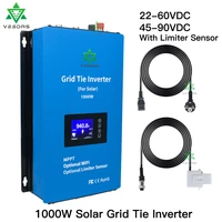 1000w mppt solar grid tie inverter with limiter sensor micro inversor pure sine wave battery discharge power dc 24v 48v 110220v