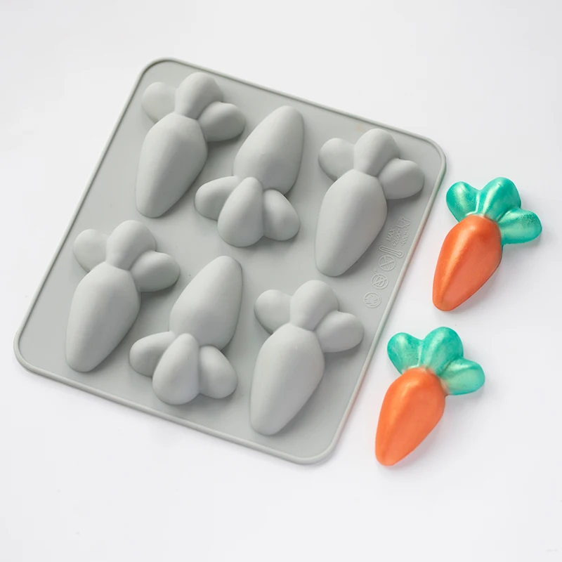New Cake Decor 6 Cavities Carrot Handmade Soap Silicone Mold 3d Candle Fondant DIY Chocolate Biscuit | Дом и сад