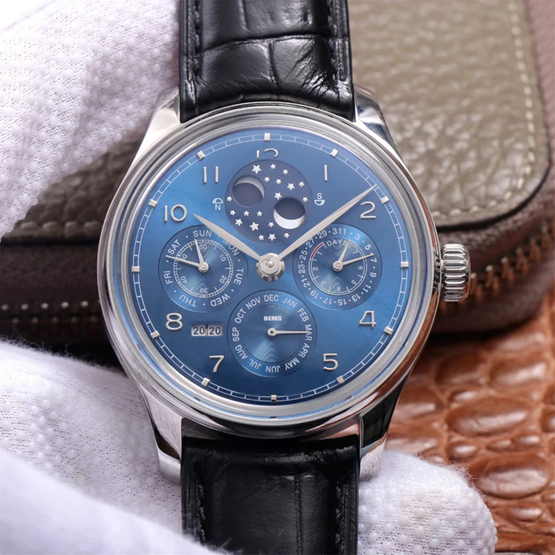 

Men's Watches Automatic Mechanical Watch OEMG IW503406 Moon Stars Blue Dial 41mm Leather Strap Luxury Watch 1:1 Replica Watch