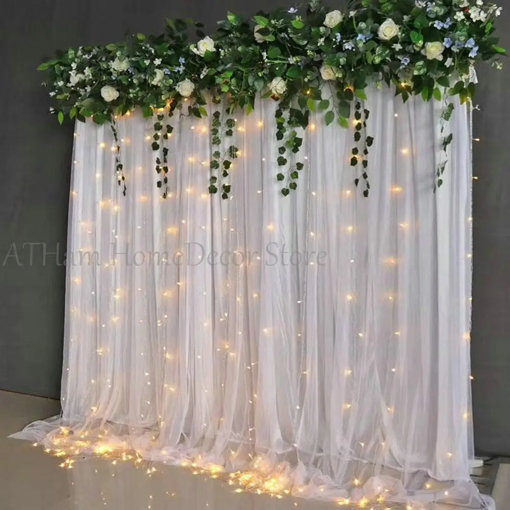 Tulle bianco tende di Chiffon cerimonia di nozze sfondo doccia nuziale Baby Shower sfondo Photo Booth sfondo fotografia