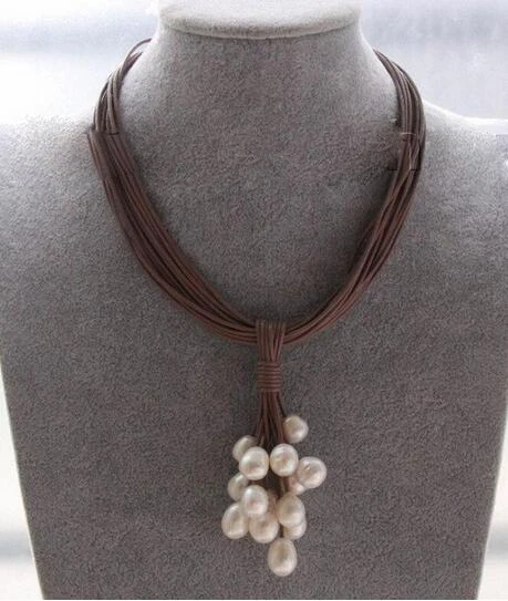 Ожерелье из натурального пресноводного жемчуга 12 мм с магнитной застежкой