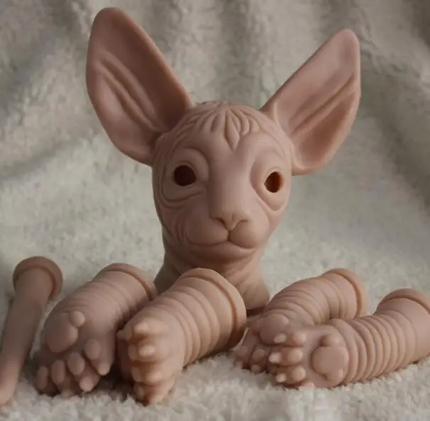 unpainted cat kit Безопасные силиконовые наборы для возрождения 48 см Неокрашенная голова кошки конечная Форма Кукла уникальный bebe reborn baby doll комплект для девочек игрушка на подарок для мальчика - Цвет: unpainted cat kit