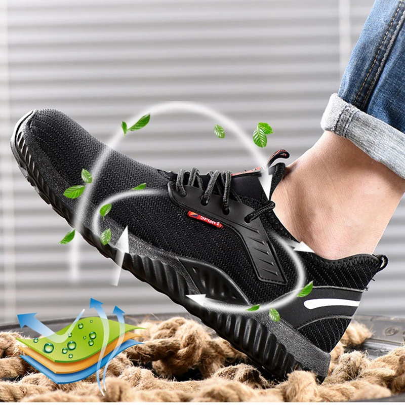 Light Comfortable Safety Shoes for Men Anti-Hit Work Breathable Casual Solf Rubber Sole Protective | Обувь