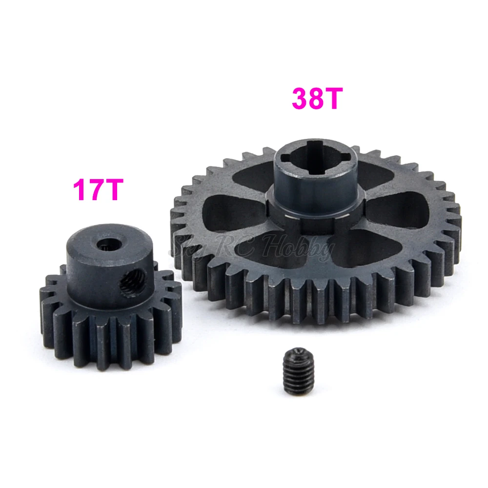 

NEW 38T Steel Metal Diff Main Gear & 17T Motor Pinion Gear Spare Parts for WLtoys RC 1/18 A959 A949 A969 A979 K929 Replacement