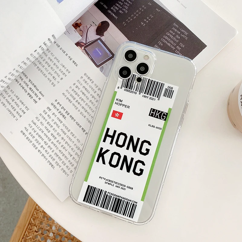 hot luxury city boarding pass pairs toronto berlin cancun label phone case for iphone 13 12 11 pro max 6 7 8 x xs xr plus cover free global shipping