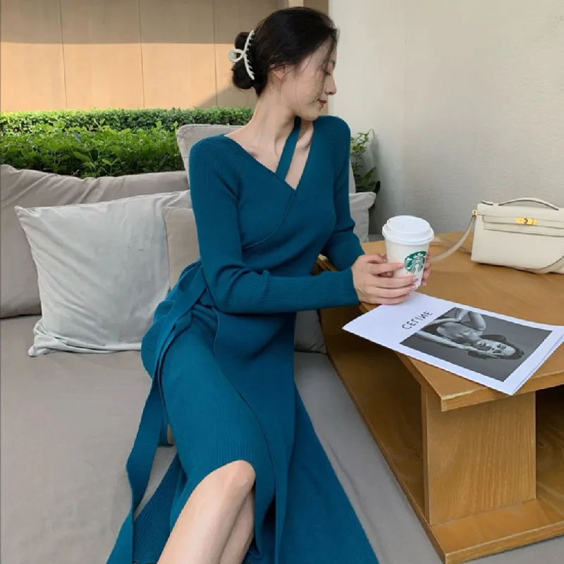 

Boutique рекомендовано трикотажное платье для женщин осень и зима 2021 Новая Женская длинная юбка выше колена французская юбка с талией