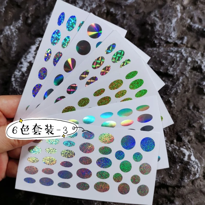 

6Pcs Nail Art Holographic Sticker Self-Adhesive Multi-Patterns Laser Designer Nail Stickers Decals For Holo Nail Foil Set