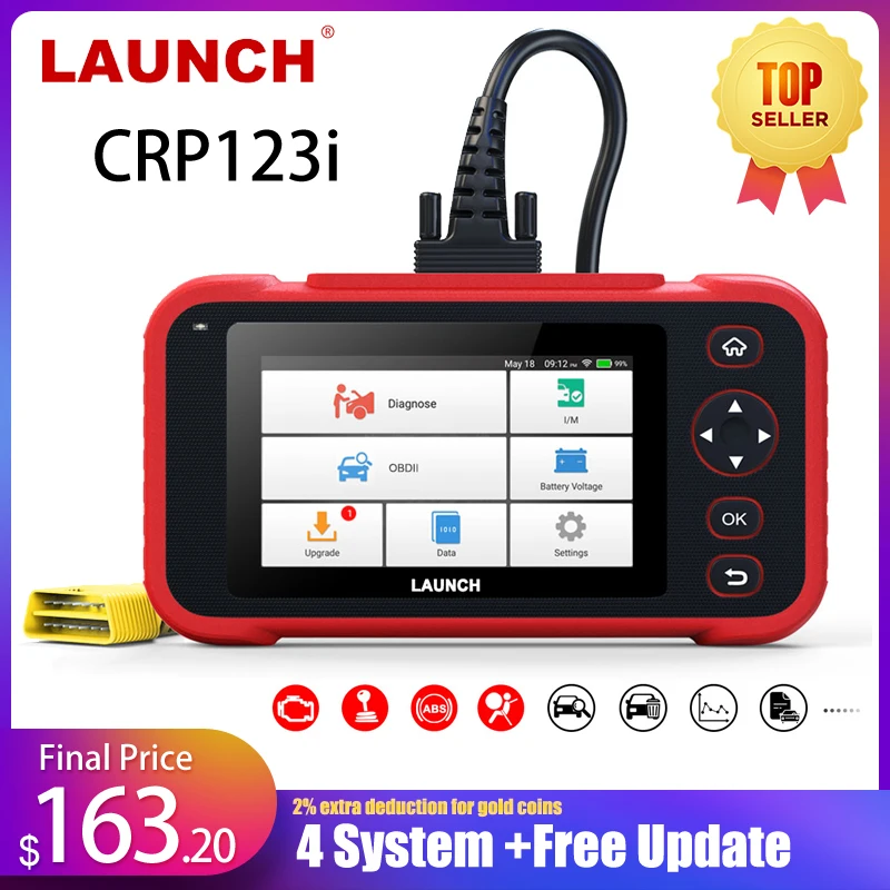 LAUNCH X431 CRP123i OBD OBD2 считыватель кодеров сканер 4 Системы диагностический 2 Авто