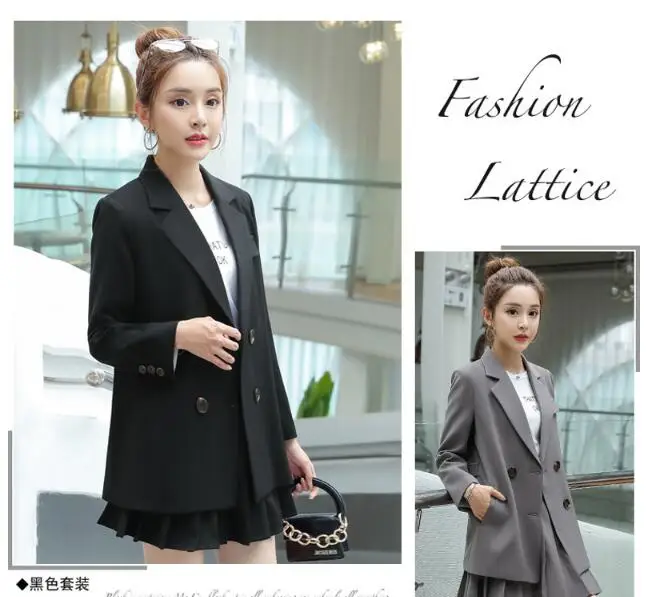 Высококачественная двубортная Черная куртка из ткани длинные элегантные