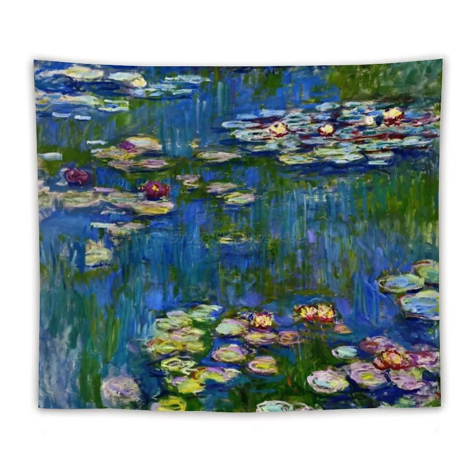 Клод-ВОДНЫЕ ЛИЛИИ 1916 гобелен настенный подвесной белый черный хиппи Декор для