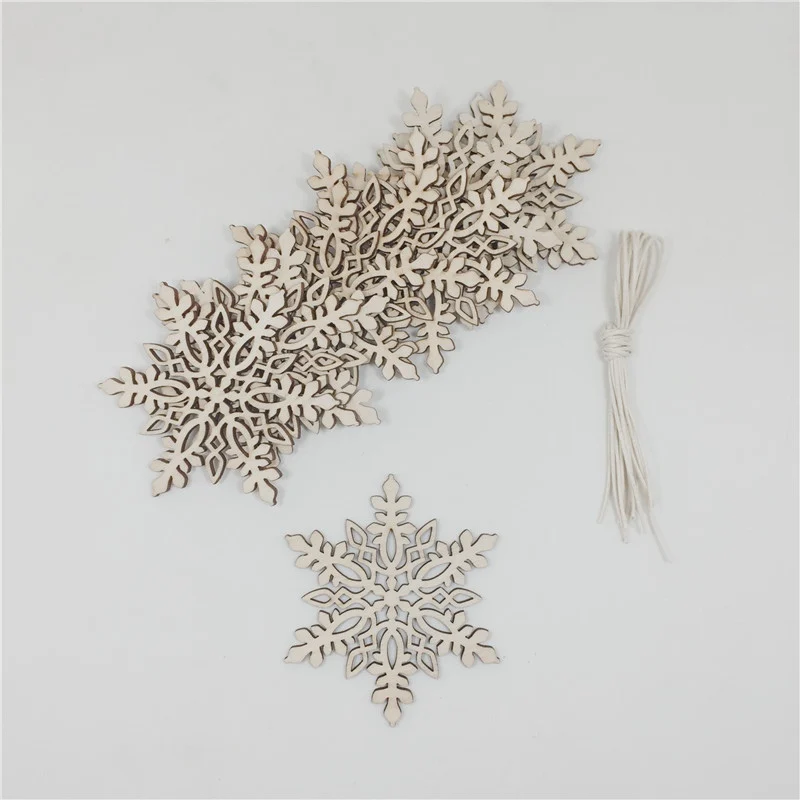 10 шт. Рождественский Декор деревянный вырез кулон в виде снежинки Набор