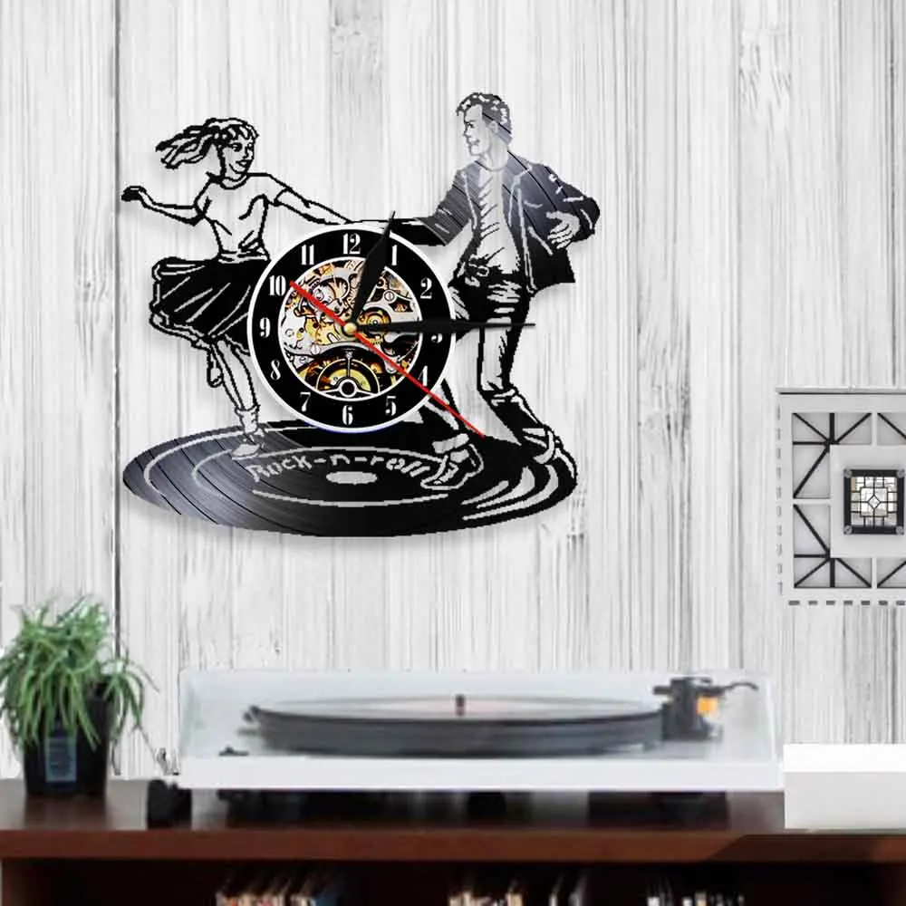 Диско виниловая запись настенные часы Рок н ролл танцевальные танцор