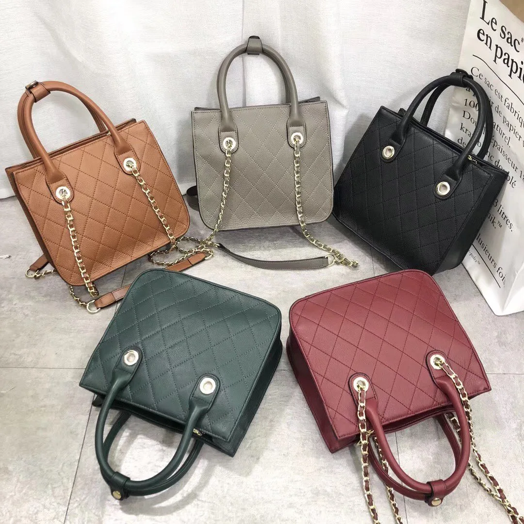 

free shipping 2020 the new style fashion plaid genuine cow leather women handbag one shoulder bag crossbody bag 25cm 5 color