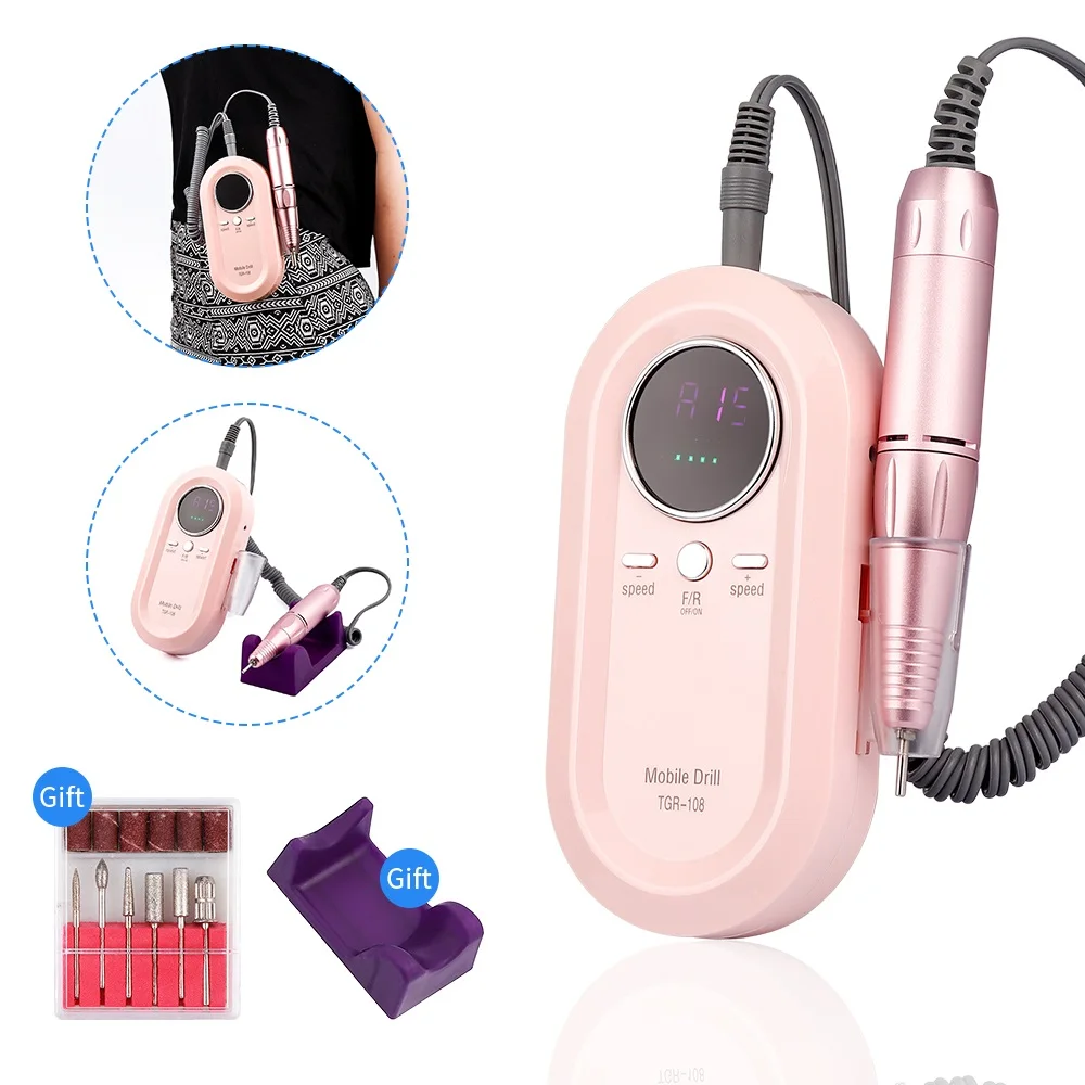 

Portable Nail Drill Machine 30000RPM Nail Art Professional Gel Nail Drill Bits Manicure Pedicure Drill File Polishing Device