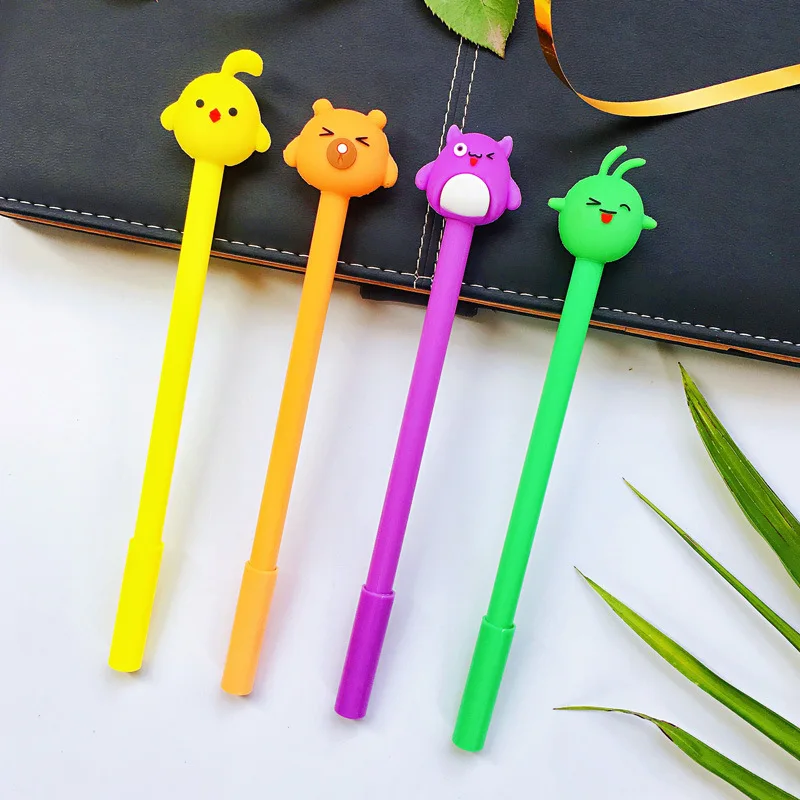 

50PCS Cute Black Ball Pen Students Carbon Pen Creative Adorkable Cartoon Animal Gel Pen Stationery Kawaii School Supplies