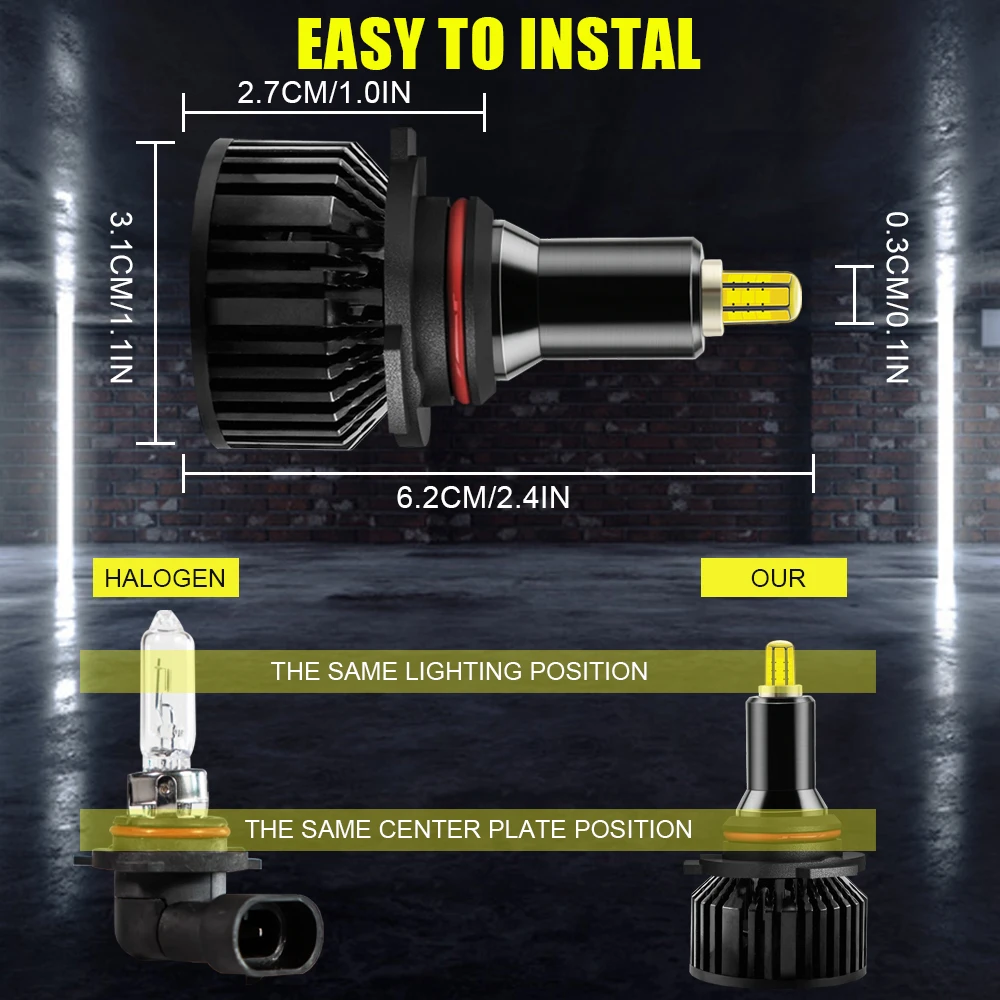 

2Pcs H7 18000LM HB3 9005 HB4 H11 9012 HIR2 LED Headlight Bulb 6 Sides 60W 6000K White Canbus 360 degree Auto Lamp Accessories