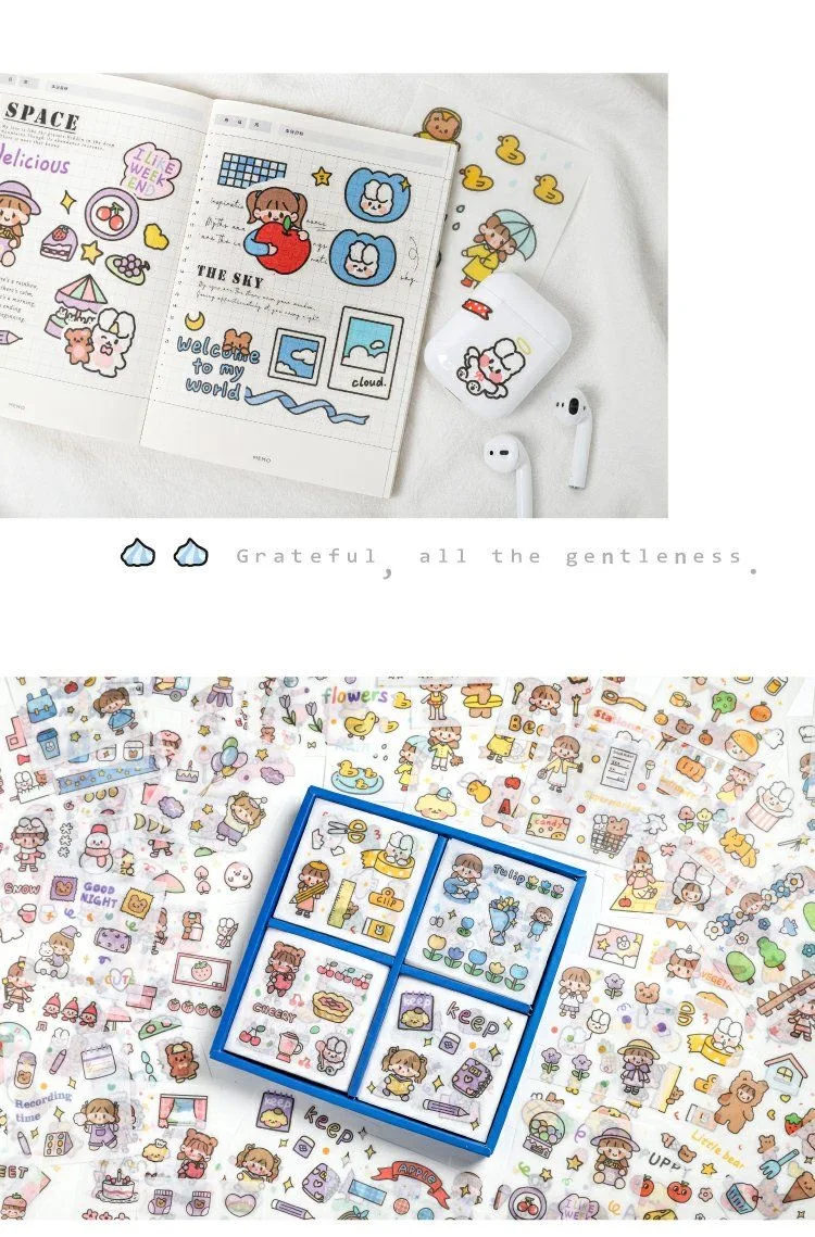 

50/100pcs Cartoon Animal Dumplings Stickers For Home Decoration On Phone Book Laptop Album