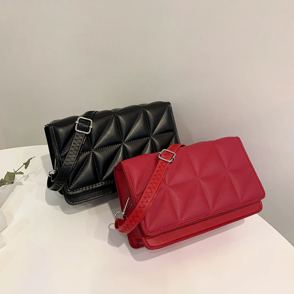 

Retro Women Geometric Embossed Bags Female PU Leather Shoulder Crossbody Bag Ladies Casual Solid Color Small Flap Purse Handbags