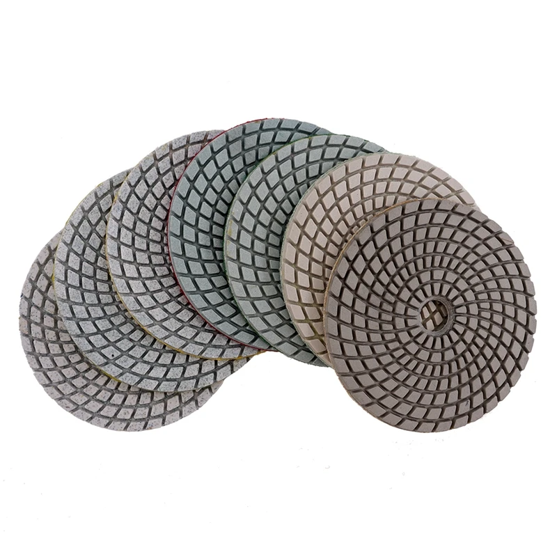 7 шт., 4-дюймовая полировальная подушечка для влажной полировки, 100 мм, гибкие шлифовальные круги для гранита, мрамора, камня, белый шлифовальный диск