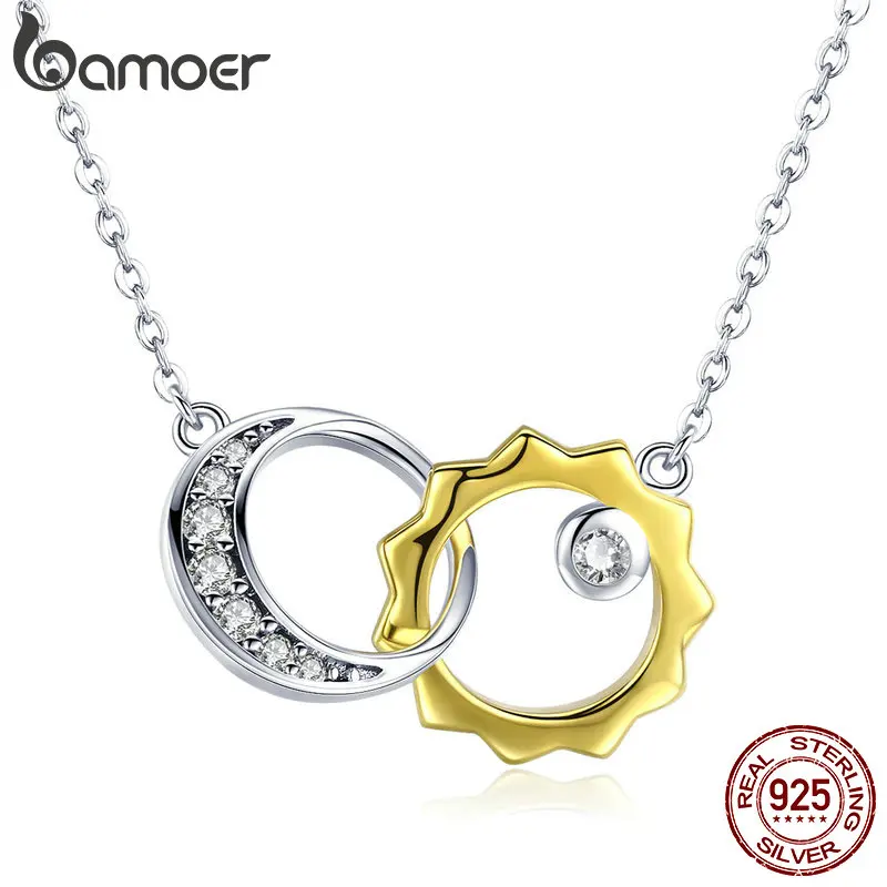 Женское короткое ожерелье bamoer Biocolor Moon из натурального серебра 925 пробы новинка 2019