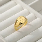 Кольцо-печатка в стиле панк, из нержавеющей стали, золотистого цвета, с буквами, A-Z