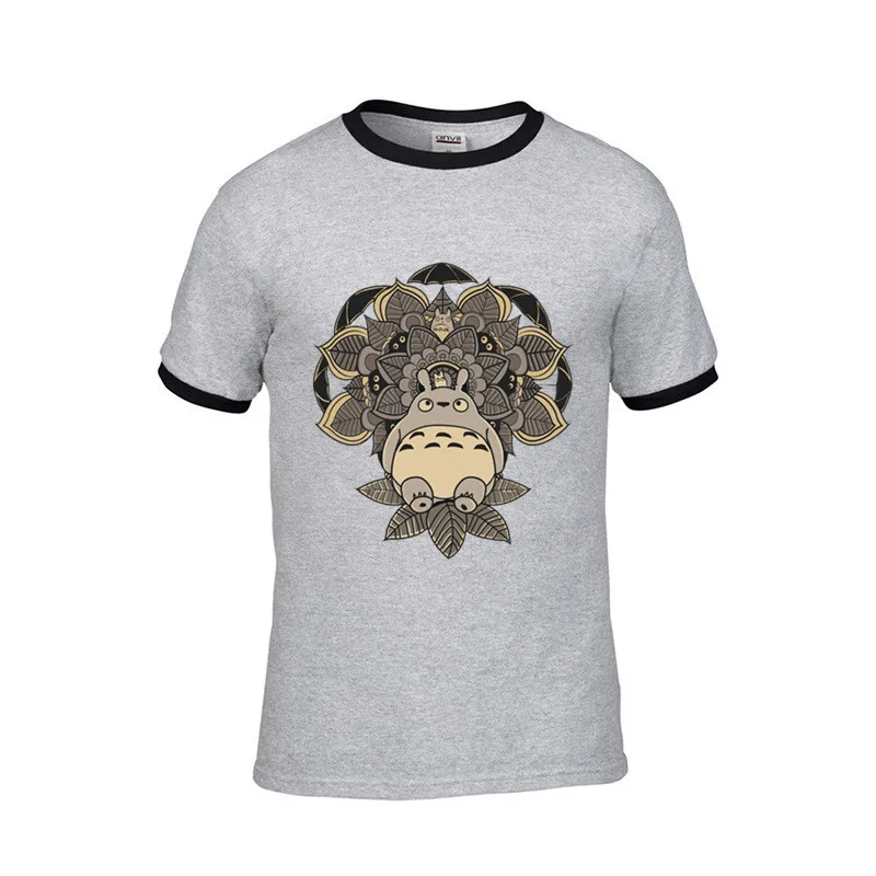 Футболки с трафаретной печатью мужские футболки мандалой и соседом Тоторо 100%