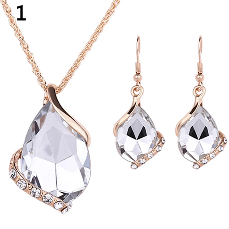 Женские модные стразы колье цепочка ожерелье серьги ювелирный набор Chok |