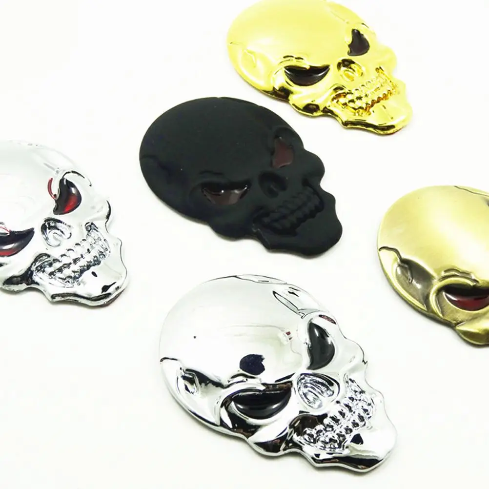 1pcs 3D Cool Car styling Metal Skull Skeleton Devil Chrome Auto Emblem Badge Decal Motorcycle Stickers Accessories A20 | Автомобили и