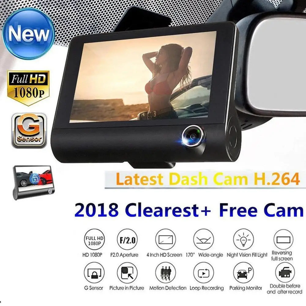 

Car DVR 3/2 Cameras Lens 4.0 Inch Dash Camera Dual Lens with Rearview Camera Video Recorder Auto Recorder DVRS Dash Cam