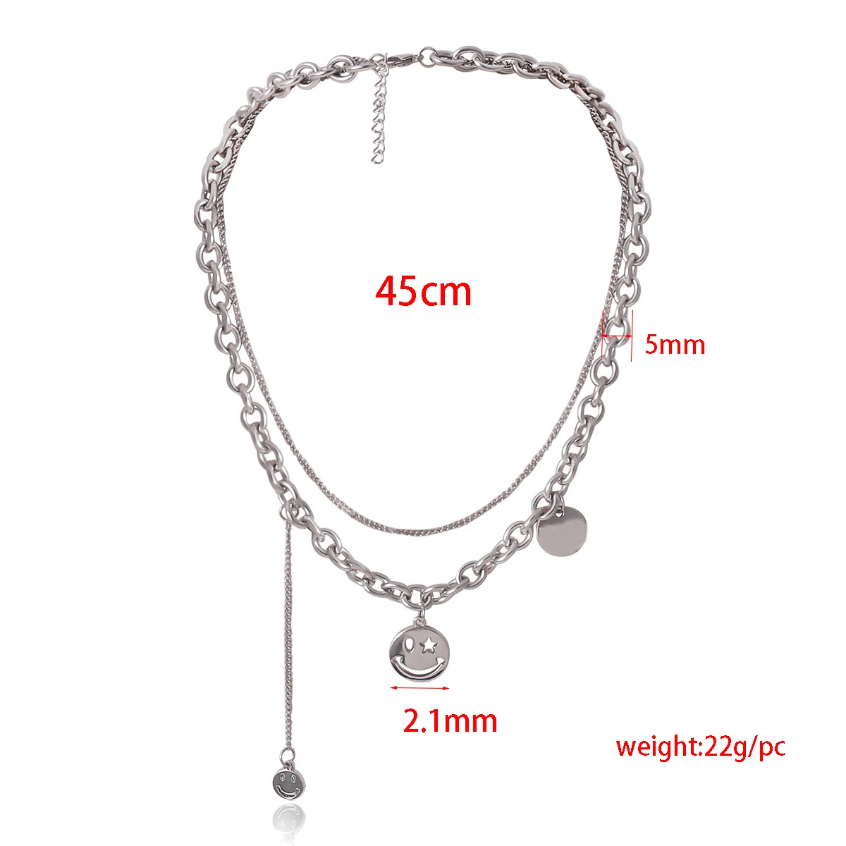 

Stainless Steel Goth Neck Chain Smiley Face Pendant Necklace for Women Aesthetic Accessories egirl Vintage Jewelry Friends Gift