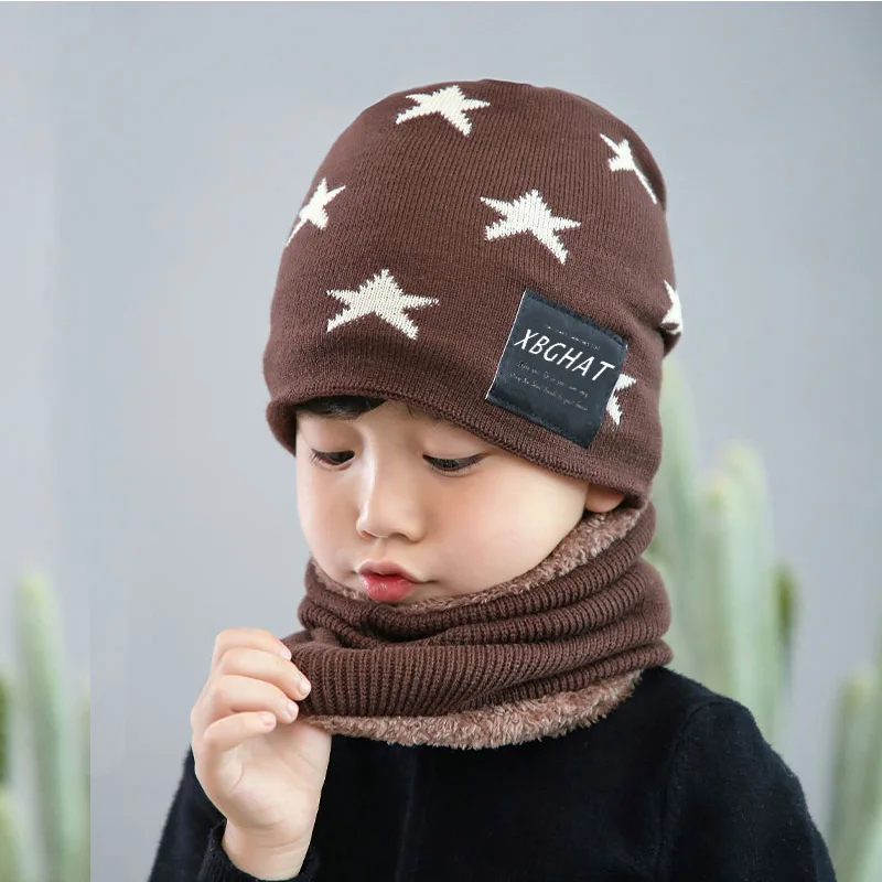 2020 новый зимний детский комплект со шляпой звездами теплый шарф с шеей для
