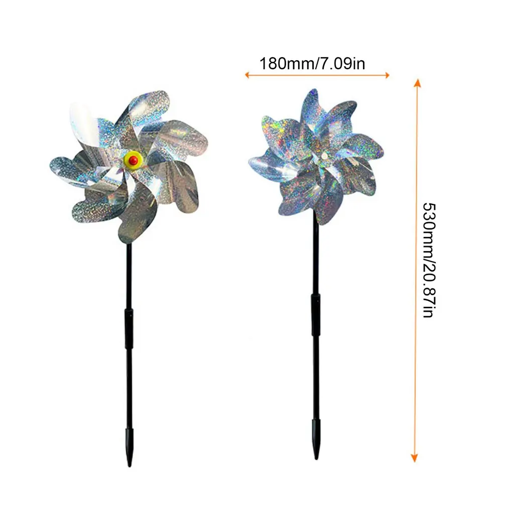 

New 10pcs Silver Anti Bird Laser Windmill Bird Repeller Windmill Pinwheels Reflective Bird Scare Deterrent Driving Windmill