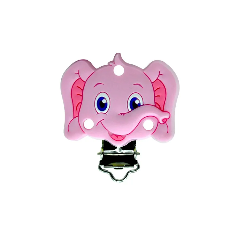 Kovict-Pinza de silicona de elefante de dibujos animados, abrazadera de acero inoxidable para chupete, cadena de chupete, collar, pulsera, accesorios, 3 uds.-3