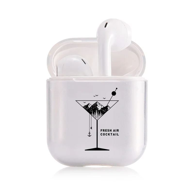 Чехол Airpods 1/2, прозрачный мягкий силиконовый чехол с рисунком восхода солнца для Bluetooth, беспроводной чехол для наушников, чехол для зарядки, сумки - Цвет: I301190