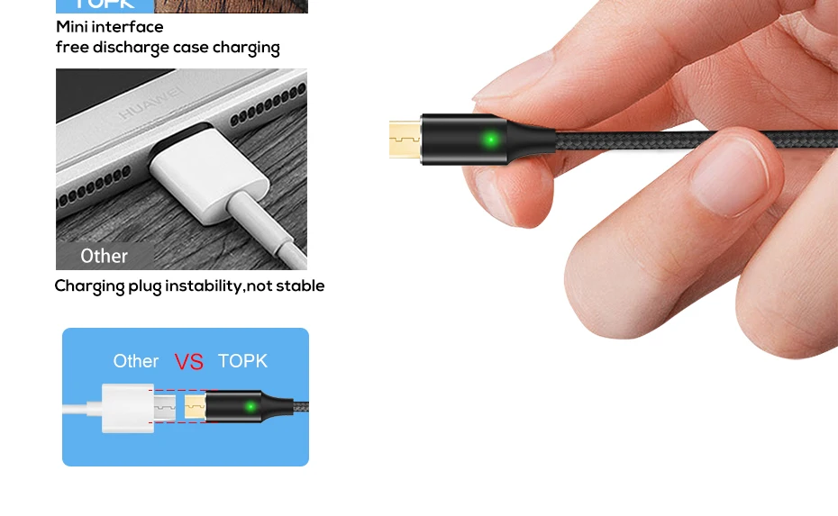 Магнитный мини-кабель-usb для samsung Xiaomi huawei Micro usb type C нейлоновый Плетеный светодиодный кабель USB C для IPhone X XS Max