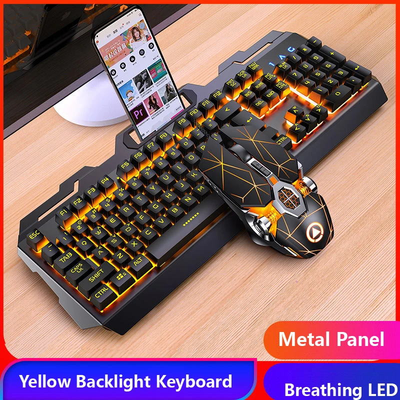 

Gaming Keyboard Gaming Mouse Mechanical Feeling RGB LED Backlit Gamer Keyboards USB Wired Keyboard for Game PC Laptop Computer