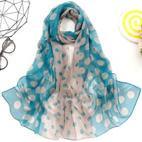 fashion chiffon scarves silk scarf women dots printing long soft wrap georgette shawl beach kerchief scarves female foulard